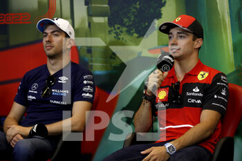 2022-06-10 - Nicholas Latifi, Williams Racing and Charles Leclerc, Ferrari during the privers press conference during the Formula 1 Azerbaijan Grand Prix 2022, 8th round of the 2022 FIA Formula One World Championship, on the Baku City Circuit, from June 10 to 12, 2022 in Baku, Azerbaijan - F1 - AZERBAIJAN GRAND PRIX 2022 - FORMULA 1 - MOTORS