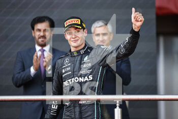 2022-06-12 - RUSSELL George (gbr), Mercedes AMG F1 Team W13, portrait podium during the Formula 1 Azerbaijan Grand Prix 2022, 8th round of the 2022 FIA Formula One World Championship, on the Baku City Circuit, from June 10 to 12, 2022 in Baku, Azerbaijan - F1 - AZERBAIJAN GRAND PRIX 2022 - RACE - FORMULA 1 - MOTORS