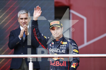 2022-06-12 - PEREZ Sergio (mex), Red Bull Racing RB18, portrait podium during the Formula 1 Azerbaijan Grand Prix 2022, 8th round of the 2022 FIA Formula One World Championship, on the Baku City Circuit, from June 10 to 12, 2022 in Baku, Azerbaijan - F1 - AZERBAIJAN GRAND PRIX 2022 - RACE - FORMULA 1 - MOTORS
