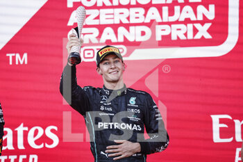 2022-06-12 - RUSSELL George (gbr), Mercedes AMG F1 Team W13, portrait podium during the Formula 1 Azerbaijan Grand Prix 2022, 8th round of the 2022 FIA Formula One World Championship, on the Baku City Circuit, from June 10 to 12, 2022 in Baku, Azerbaijan - F1 - AZERBAIJAN GRAND PRIX 2022 - RACE - FORMULA 1 - MOTORS