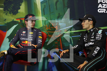 2022-06-12 - VERSTAPPEN Max (ned), Red Bull Racing RB18, portrait RUSSELL George (gbr), Mercedes AMG F1 Team W13, portraitt press conference during the Formula 1 Azerbaijan Grand Prix 2022, 8th round of the 2022 FIA Formula One World Championship, on the Baku City Circuit, from June 10 to 12, 2022 in Baku, Azerbaijan - F1 - AZERBAIJAN GRAND PRIX 2022 - RACE - FORMULA 1 - MOTORS