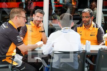 2022-06-17 - SEIDL Andreas, Team Principal of McLaren F1 Team, STELLA Andrea (ita), Racing Director of McLaren F1 Team, SICARD François, FIA, portrait during the Formula 1 AWS Grand Prix du Canada 2022, 9th round of the 2022 FIA Formula One World Championship, on the Circuit Gilles Villeneuve, from June 17 to 19, 2022 in Montreal, Canada - F1 - CANADIAN GRAND PRIX 2022 - FORMULA 1 - MOTORS