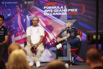 2022-06-17 - HAMILTON Lewis (gbr), Mercedes AMG F1 Team W13, portrait VERSTAPPEN Max (ned), Red Bull Racing RB18, portrait press conference during the Formula 1 AWS Grand Prix du Canada 2022, 9th round of the 2022 FIA Formula One World Championship, on the Circuit Gilles Villeneuve, from June 17 to 19, 2022 in Montreal, Canada - F1 - CANADIAN GRAND PRIX 2022 - FORMULA 1 - MOTORS