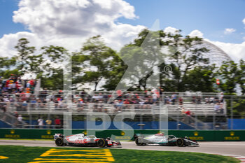 2022-06-17 - 44 HAMILTON Lewis (gbr), Mercedes AMG F1 Team W13, 47 SCHUMACHER Mick (ger), Haas F1 Team VF-22 Ferrari, action during the Formula 1 AWS Grand Prix du Canada 2022, 9th round of the 2022 FIA Formula One World Championship, on the Circuit Gilles Villeneuve, from June 17 to 19, 2022 in Montreal, Canada - F1 - CANADIAN GRAND PRIX 2022 - FORMULA 1 - MOTORS