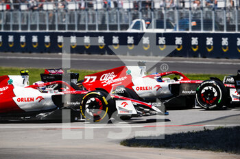 2022-06-19 - 24 ZHOU Guanyu (chi), Alfa Romeo F1 Team ORLEN C42, 77 BOTTAS Valtteri (fin), Alfa Romeo F1 Team ORLEN C42, action during the Formula 1 AWS Grand Prix du Canada 2022, 9th round of the 2022 FIA Formula One World Championship, on the Circuit Gilles Villeneuve, from June 17 to 19, 2022 in Montreal, Canada - F1 - CANADIAN GRAND PRIX 2022 - RACE - FORMULA 1 - MOTORS