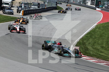2022-06-19 - 63 RUSSELL George (gbr), Mercedes AMG F1 Team W13, action during the Formula 1 AWS Grand Prix du Canada 2022, 9th round of the 2022 FIA Formula One World Championship, on the Circuit Gilles Villeneuve, from June 17 to 19, 2022 in Montreal, Canada - F1 - CANADIAN GRAND PRIX 2022 - RACE - FORMULA 1 - MOTORS