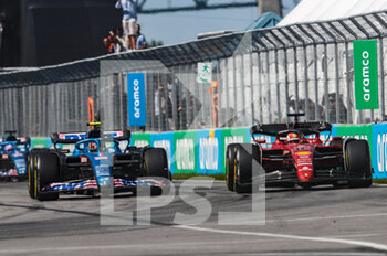 2022-06-19 - 31 OCON Esteban (fra), Alpine F1 Team A522, action 16 LECLERC Charles (mco), Scuderia Ferrari F1-75, action during the Formula 1 AWS Grand Prix du Canada 2022, 9th round of the 2022 FIA Formula One World Championship, on the Circuit Gilles Villeneuve, from June 17 to 19, 2022 in Montreal, Canada - F1 - CANADIAN GRAND PRIX 2022 - RACE - FORMULA 1 - MOTORS