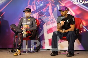 2022-06-19 - VERSTAPPEN Max (ned), Red Bull Racing RB18, portrait HAMILTON Lewis (gbr), Mercedes AMG F1 Team W13, portrait press conference during the Formula 1 AWS Grand Prix du Canada 2022, 9th round of the 2022 FIA Formula One World Championship, on the Circuit Gilles Villeneuve, from June 17 to 19, 2022 in Montreal, Canada - F1 - CANADIAN GRAND PRIX 2022 - RACE - FORMULA 1 - MOTORS