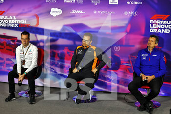 2022-07-02 - ELLIOTT Mike, Technology Director of Mercedes AMG F1 Team, portrait SEIDL Andreas, Team Principal of McLaren F1 Team, portrait STEINER Guenther (ita), Team Principal of Haas F1 team, portrait press conference during the Formula 1 Lenovo British Grand Prix 2022, 10th round of the 2022 FIA Formula One World Championship, on the Silverstone Circuit, from July 1 to 3, 2022 in Silverstone, United Kingdom - F1 - BRITISH GRAND PRIX 2022 - FORMULA 1 - MOTORS