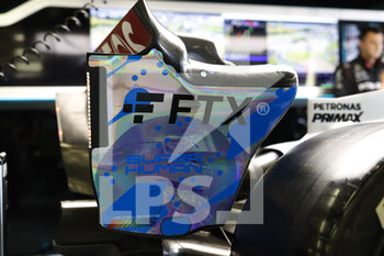 2022-07-02 - Mercedes AMG F1 Team W13, mechanical detail of rear wing FTX sponsor during the Formula 1 Lenovo British Grand Prix 2022, 10th round of the 2022 FIA Formula One World Championship, on the Silverstone Circuit, from July 1 to 3, 2022 in Silverstone, United Kingdom - F1 - BRITISH GRAND PRIX 2022 - FORMULA 1 - MOTORS