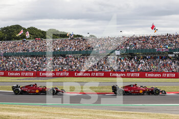 2022-06-30 - 16 LECLERC Charles (mco), Scuderia Ferrari F1-75, action 55 SAINZ Carlos (spa), Scuderia Ferrari F1-75, action during the Formula 1 Lenovo British Grand Prix 2022, 10th round of the 2022 FIA Formula One World Championship, on the Silverstone Circuit, from July 1 to 3, 2022 in Silverstone, United Kingdom - F1 - BRITISH GRAND PRIX 2022 - RACE - FORMULA 1 - MOTORS