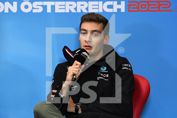 2022-07-07 - RUSSELL George (gbr), Mercedes AMG F1 Team W13, portrait press conference during the Formula 1 Rolex Grosser Preis Von Osterreich 2022, 2022 Austrian Grand Prix, 11th round of the 2022 FIA Formula One World Championship from July 8 to 10, 2022 on the Red Bull Ring, in Spielberg, Austria - F1 - AUSTRIAN GRAND PRIX 2022 - FORMULA 1 - MOTORS