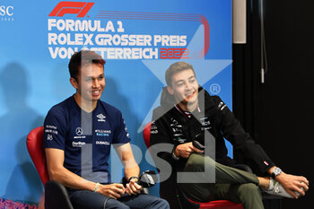 2022-07-07 - ALBON Alexander (tha), Williams Racing FW44, portrait RUSSELL George (gbr), Mercedes AMG F1 Team W13, portrait press conference during the Formula 1 Rolex Grosser Preis Von Osterreich 2022, 2022 Austrian Grand Prix, 11th round of the 2022 FIA Formula One World Championship from July 8 to 10, 2022 on the Red Bull Ring, in Spielberg, Austria - F1 - AUSTRIAN GRAND PRIX 2022 - FORMULA 1 - MOTORS
