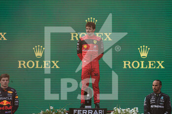 2022-07-10 - Podium  Charles Leclerc (MON) Ferrari F1-75  Max Verstappen (NED) Redbull Racing RB18  Lewis Hamilton (GBR) Mercedes W13 E Performance - 2022 AUSTRIAN GRAND PRIX - RACE - FORMULA 1 - MOTORS