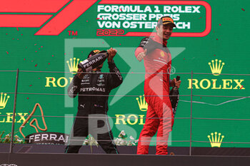 2022-07-10 - Podium of the F1 Austrian GP 2022 -  Charles Leclerc (MON) Ferrari F1-75;  Max Verstappen (NED) Redbull Racing RB18:  Lewis Hamilton (GBR) Mercedes W13 E Performance - 2022 AUSTRIAN GRAND PRIX - RACE - FORMULA 1 - MOTORS
