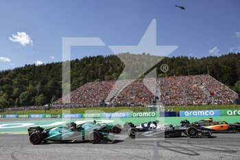 2022-07-09 - start of the race, depart, 22 TSUNODA Yuki (jap), Scuderia AlphaTauri AT03, action 05 VETTEL Sebastian (ger), Aston Martin F1 Team AMR22, action 18 STROLL Lance (can), Aston Martin F1 Team AMR22, action during the Formula 1 Rolex Grosser Preis Von Osterreich 2022, 2022 Austrian Grand Prix, 11th round of the 2022 FIA Formula One World Championship from July 8 to 10, 2022 on the Red Bull Ring, in Spielberg, Austria - F1 - AUSTRIAN GRAND PRIX 2022 - FORMULA 1 - MOTORS