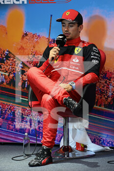 2022-07-09 - LECLERC Charles (mco), Scuderia Ferrari F1-75, portrait, press conference during the Formula 1 Rolex Grosser Preis Von Osterreich 2022, 2022 Austrian Grand Prix, 11th round of the 2022 FIA Formula One World Championship from July 8 to 10, 2022 on the Red Bull Ring, in Spielberg, Austria - F1 - AUSTRIAN GRAND PRIX 2022 - FORMULA 1 - MOTORS
