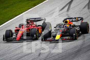 2022-07-10 - 16 LECLERC Charles (mco), Scuderia Ferrari F1-75, 01 VERSTAPPEN Max (nld), Red Bull Racing RB18, action during the Formula 1 Rolex Grosser Preis Von Osterreich 2022, 2022 Austrian Grand Prix, 11th round of the 2022 FIA Formula One World Championship from July 8 to 10, 2022 on the Red Bull Ring, in Spielberg, Austria - F1 - AUSTRIAN GRAND PRIX 2022 - RACE - FORMULA 1 - MOTORS