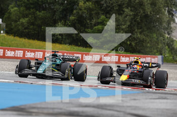 2022-07-10 - 18 STROLL Lance (can), Aston Martin F1 Team AMR22, action 11 PEREZ Sergio (mex), Red Bull Racing RB18, action during the Formula 1 Rolex Grosser Preis Von Osterreich 2022, 2022 Austrian Grand Prix, 11th round of the 2022 FIA Formula One World Championship from July 8 to 10, 2022 on the Red Bull Ring, in Spielberg, Austria - F1 - AUSTRIAN GRAND PRIX 2022 - RACE - FORMULA 1 - MOTORS