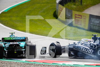 2022-07-10 - crash, accident, 10 GASLY Pierre (fra), Scuderia AlphaTauri AT03, 05 VETTEL Sebastian (ger), Aston Martin F1 Team AMR22, action during the Formula 1 Rolex Grosser Preis Von Osterreich 2022, 2022 Austrian Grand Prix, 11th round of the 2022 FIA Formula One World Championship from July 8 to 10, 2022 on the Red Bull Ring, in Spielberg, Austria - F1 - AUSTRIAN GRAND PRIX 2022 - RACE - FORMULA 1 - MOTORS