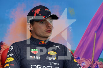 2022-07-10 - Post-race press conference with VERSTAPPEN Max (ned), Red Bull Racing RB18, portrait during the Formula 1 Rolex Grosser Preis Von Osterreich 2022, 2022 Austrian Grand Prix, 11th round of the 2022 FIA Formula One World Championship from July 8 to 10, 2022 on the Red Bull Ring, in Spielberg, Austria - F1 - AUSTRIAN GRAND PRIX 2022 - RACE - FORMULA 1 - MOTORS