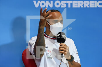 2022-07-10 - Post-race press conference with HAMILTON Lewis (gbr), Mercedes AMG F1 Team W13, portrait during the Formula 1 Rolex Grosser Preis Von Osterreich 2022, 2022 Austrian Grand Prix, 11th round of the 2022 FIA Formula One World Championship from July 8 to 10, 2022 on the Red Bull Ring, in Spielberg, Austria - F1 - AUSTRIAN GRAND PRIX 2022 - RACE - FORMULA 1 - MOTORS
