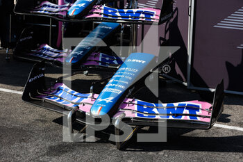 2022-07-20 - Front wing, aileron, Alpine F1 Team A522, mechanical detail during the Formula 1 Lenovo Grand Prix de France, French Grand Prix 2022, 12th round of the 2022 FIA Formula One World Championship from July 22 to 24, 2022 on the Circuit Paul Ricard, in Le Castellet, France - F1 - FRENCH GRAND PRIX 2022 - FORMULA 1 - MOTORS