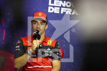 2022-07-21 - LECLERC Charles (mco), Scuderia Ferrari, portrait during the press conference prior to the Formula 1 Lenovo Grand Prix de France, French Grand Prix 2022, 12th round of the 2022 FIA Formula One World Championship from July 22 to 24, 2022 on the Circuit Paul Ricard, in Le Castellet, France - F1 - FRENCH GRAND PRIX 2022 - FORMULA 1 - MOTORS