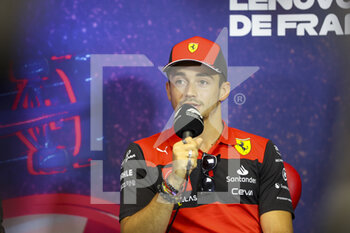 2022-07-21 - LECLERC Charles (mco), Scuderia Ferrari, portrait during the press conference prior to the Formula 1 Lenovo Grand Prix de France, French Grand Prix 2022, 12th round of the 2022 FIA Formula One World Championship from July 22 to 24, 2022 on the Circuit Paul Ricard, in Le Castellet, France - F1 - FRENCH GRAND PRIX 2022 - FORMULA 1 - MOTORS