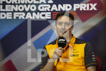 2022-07-23 - Press conference with KEY James (gbr), Technical Director of McLaren F1 Team, portrait during the Formula 1 Lenovo Grand Prix de France, French Grand Prix 2022, 12th round of the 2022 FIA Formula One World Championship from July 22 to 24, 2022 on the Circuit Paul Ricard, in Le Castellet, France - F1 - FRENCH GRAND PRIX 2022 - FORMULA 1 - MOTORS