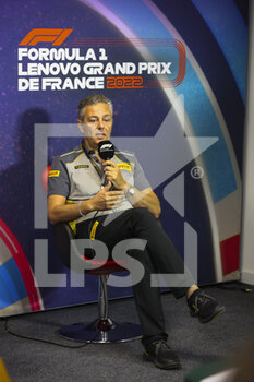 2022-07-23 - Press conference with ISOLA Mario (ita), Motorsport Racing Manager of Pirelli, portrait during the Formula 1 Lenovo Grand Prix de France, French Grand Prix 2022, 12th round of the 2022 FIA Formula One World Championship from July 22 to 24, 2022 on the Circuit Paul Ricard, in Le Castellet, France - F1 - FRENCH GRAND PRIX 2022 - FORMULA 1 - MOTORS