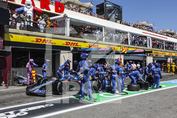 2022-07-24 - 14 ALONSO Fernando (spa), Alpine F1 Team A522, action, pit stop during the Formula 1 Lenovo Grand Prix de France, French Grand Prix 2022, 12th round of the 2022 FIA Formula One World Championship from July 22 to 24, 2022 on the Circuit Paul Ricard, in Le Castellet, France - F1 - FRENCH GRAND PRIX 2022 - RACE - FORMULA 1 - MOTORS