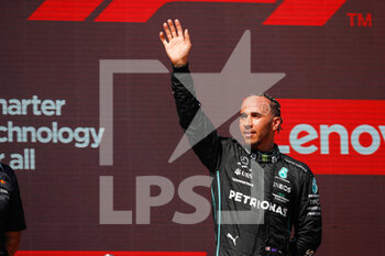 2022-07-24 - podium HAMILTON Lewis (gbr), Mercedes AMG F1 Team W13, portrait during the Formula 1 Lenovo Grand Prix de France, French Grand Prix 2022, 12th round of the 2022 FIA Formula One World Championship from July 22 to 24, 2022 on the Circuit Paul Ricard, in Le Castellet, France - F1 - FRENCH GRAND PRIX 2022 - RACE - FORMULA 1 - MOTORS