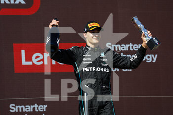2022-07-24 - Podium, RUSSELL George (gbr), Mercedes AMG F1 Team W13, portrait during the Formula 1 Lenovo Grand Prix de France, French Grand Prix 2022, 12th round of the 2022 FIA Formula One World Championship from July 22 to 24, 2022 on the Circuit Paul Ricard, in Le Castellet, France - F1 - FRENCH GRAND PRIX 2022 - RACE - FORMULA 1 - MOTORS
