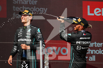 2022-07-24 - RUSSELL George (gbr), Mercedes AMG F1 Team W13, HAMILTON Lewis (gbr), Mercedes AMG F1 Team W13, portrait podium during the Formula 1 Lenovo Grand Prix de France, French Grand Prix 2022, 12th round of the 2022 FIA Formula One World Championship from July 22 to 24, 2022 on the Circuit Paul Ricard, in Le Castellet, France - F1 - FRENCH GRAND PRIX 2022 - RACE - FORMULA 1 - MOTORS