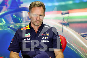 2022-07-29 - Christian Horner (GBR) Red Bull Racing Team Principal in the FIA Press Conference, portrait during the Formula 1 Aramco Magyar Nagydij 2022, Hungarian Grand Prix 2022, 12th round of the 2022 FIA Formula One World Championship from July 28 to 31, 2022 on the Hungaroring, in Mogyorod, Hungary - F1 - HUNGARIAN GRAND PRIX 2022 - FORMULA 1 - MOTORS