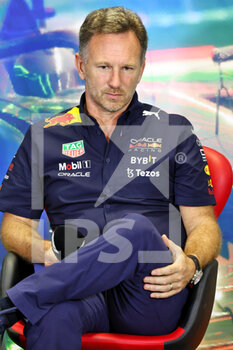 2022-07-29 - Christian Horner (GBR) Red Bull Racing Team Principal in the FIA Press Conference, portrait during the Formula 1 Aramco Magyar Nagydij 2022, Hungarian Grand Prix 2022, 12th round of the 2022 FIA Formula One World Championship from July 28 to 31, 2022 on the Hungaroring, in Mogyorod, Hungary - F1 - HUNGARIAN GRAND PRIX 2022 - FORMULA 1 - MOTORS