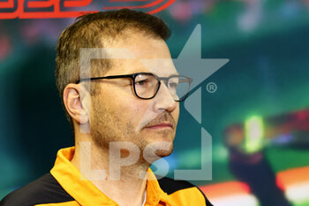 2022-07-29 - Andreas Seidl, McLaren Managing Director in the FIA Press Conference, portrait during the Formula 1 Aramco Magyar Nagydij 2022, Hungarian Grand Prix 2022, 12th round of the 2022 FIA Formula One World Championship from July 28 to 31, 2022 on the Hungaroring, in Mogyorod, Hungary - F1 - HUNGARIAN GRAND PRIX 2022 - FORMULA 1 - MOTORS