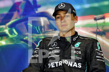 2022-07-30 - George Russell (GBR) Mercedes AMG F1, in the post qualifying FIA Press Conference, portrait during the Formula 1 Aramco Magyar Nagydij 2022, Hungarian Grand Prix 2022, 12th round of the 2022 FIA Formula One World Championship from July 28 to 31, 2022 on the Hungaroring, in Mogyorod, Hungary - F1 - HUNGARIAN GRAND PRIX 2022 - FORMULA 1 - MOTORS