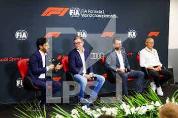 2022-08-26 - Audi Sport Press Conference: BEN SULAYEM Mohammed (uae), President of the FIA,DUESMANN Markus (ger), CEO of Audi, HOFFMAN Oliver (ger), Chief Technical Officer of Audi, DOMENICALI Stefano (ita), Chairman and CEO Formula One Group FOG, portrait during the Formula 1 Rolex Belgian Grand Prix 2022, 14th round of the 2022 FIA Formula One World Championship from August 26 to 28, 2022 on the Circuit de Spa-Francorchamps, in Francorchamps, Belgium - F1 - BELGIAN GRAND PRIX 2022 - FORMULA 1 - MOTORS