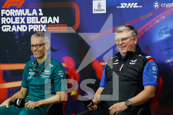 2022-08-27 - KRACK Mike (her), Team Principal and CEO of Aston Martin F1 Team, with SZAFNAUER Otmar, Team Principal of Alpine F1 Team, portrait, press conference during the Formula 1 Rolex Belgian Grand Prix 2022, 14th round of the 2022 FIA Formula One World Championship from August 26 to 28, 2022 on the Circuit de Spa-Francorchamps, in Francorchamps, Belgium - F1 - BELGIAN GRAND PRIX 2022 - FORMULA 1 - MOTORS