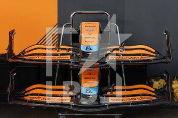 2022-08-27 - McLaren F1 Team, front wing, aileron, during the Formula 1 Rolex Belgian Grand Prix 2022, 14th round of the 2022 FIA Formula One World Championship from August 26 to 28, 2022 on the Circuit de Spa-Francorchamps, in Francorchamps, Belgium - F1 - BELGIAN GRAND PRIX 2022 - FORMULA 1 - MOTORS