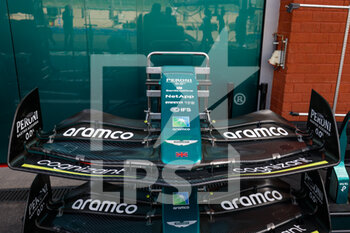 2022-08-27 - Aston Martin F1 Team, front wing, aileron, during the Formula 1 Rolex Belgian Grand Prix 2022, 14th round of the 2022 FIA Formula One World Championship from August 26 to 28, 2022 on the Circuit de Spa-Francorchamps, in Francorchamps, Belgium - F1 - BELGIAN GRAND PRIX 2022 - FORMULA 1 - MOTORS