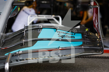 2022-08-28 - Front wing, Mercedes AMG F1 Team W13, mechanical detail during the Formula 1 Rolex Belgian Grand Prix 2022, 14th round of the 2022 FIA Formula One World Championship from August 26 to 28, 2022 on the Circuit de Spa-Francorchamps, in Francorchamps, Belgium - F1 - BELGIAN GRAND PRIX 2022 - RACE - FORMULA 1 - MOTORS
