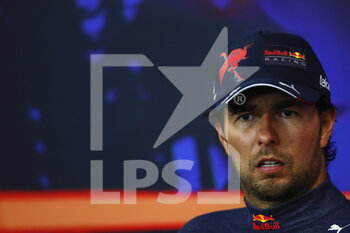 2022-08-28 - PEREZ Sergio (mex), Red Bull Racing RB18, portraitpress conference during the Formula 1 Rolex Belgian Grand Prix 2022, 14th round of the 2022 FIA Formula One World Championship from August 26 to 28, 2022 on the Circuit de Spa-Francorchamps, in Francorchamps, Belgium - F1 - BELGIAN GRAND PRIX 2022 - RACE - FORMULA 1 - MOTORS