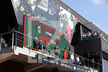 2022-08-28 - podium VERSTAPPEN Max (ned), Red Bull Racing RB18, PEREZ Sergio (mex), Red Bull Racing RB18, SAINZ Carlos (spa), Scuderia Ferrari F1-75, portrait during the Formula 1 Rolex Belgian Grand Prix 2022, 14th round of the 2022 FIA Formula One World Championship from August 26 to 28, 2022 on the Circuit de Spa-Francorchamps, in Francorchamps, Belgium - F1 - BELGIAN GRAND PRIX 2022 - RACE - FORMULA 1 - MOTORS