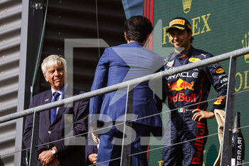 2022-08-28 - Podium, BEN SULAYEM Mohammed (uae), President of the FIA, PEREZ Sergio (mex), Red Bull Racing RB18, portrait during the Formula 1 Rolex Belgian Grand Prix 2022, 14th round of the 2022 FIA Formula One World Championship from August 26 to 28, 2022 on the Circuit de Spa-Francorchamps, in Francorchamps, Belgium - F1 - BELGIAN GRAND PRIX 2022 - RACE - FORMULA 1 - MOTORS