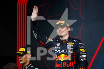 2022-09-04 - VERSTAPPEN Max (ned), Red Bull Racing RB18, portrait on the podium during the Formula 1 Heineken Dutch Grand Prix 2022, 15th round of the 2022 FIA Formula One World Championship from September 2 to 4, 2022 on the Zandvoort Circuit, in Netherlands, Belgium - F1 - DUTCH GRAND PRIX 2022 - RACE - FORMULA 1 - MOTORS