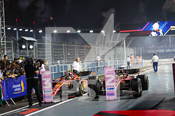 2022-10-02 - parc ferme Scuderia Ferrari F1-75 during the Formula 1 Singapore Airlines Singapore Grand Prix 2022, 17th round of the 2022 FIA Formula One World Championship from September 30 to October 02, 2022 on the Marina Bay Street Circuit, in Singapore - F1 - SINGAPORE GRAND PRIX 2022 - RACE - FORMULA 1 - MOTORS