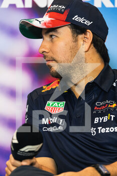 2022-10-20 - PEREZ Sergio (mex), Red Bull Racing RB18, portrait press conference during the Formula 1 Aramco United States Grand Prix 2022, 19th round of the 2022 FIA Formula One World Championship from October 21 to 23, 2022 on the Circuit of the Americas, in Austin, Texas - F1 - UNITED STATES GRAND PRIX 2022 - FORMULA 1 - MOTORS